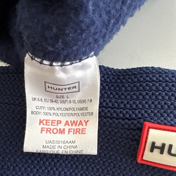 HUNTER - Women's Garter-Stitch Cuff Boot Socks Navy. Unisex.Women 8-10, men 7-9 - Picture 7 of 8
